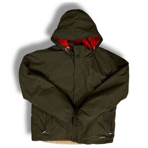 VTG 90s LL Bean Winter Jacket Zipout Lining Coat Nylon Polyester Men L Reg Green